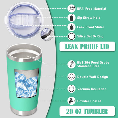 20 oz Tumbler Coffee Tavel Tumblers Bulk with Lid Stainless Steel Double Wall Vacuum Insulated Mug Powder Coated Cups fit Car Cupholder for Hot and Cold - Light Blue, 4Pack