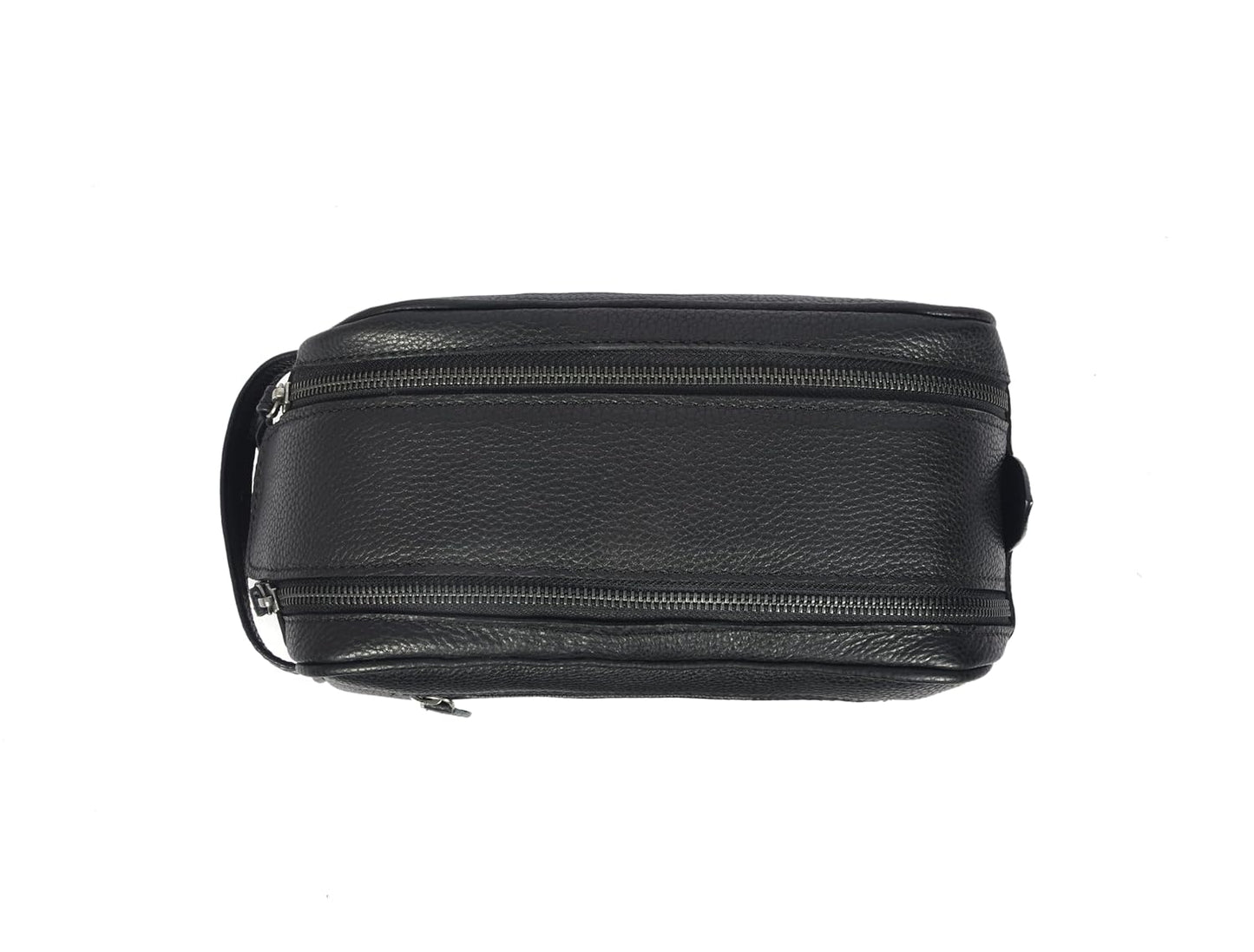 10" Premium Leather Toiletry Travel Pouch With Waterproof Lining | King-Size Handcrafted Vintage Dopp kit By Aaron Leather Goods (Jade Black)
