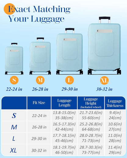 Slohif Luggage Cover for Suitcase Tsa Approved Protector - Luggage Sleeve Suit Case Cover Travel Stretch Large Baggage Case Protective Washable Fit 29-30 Inch Light Blue