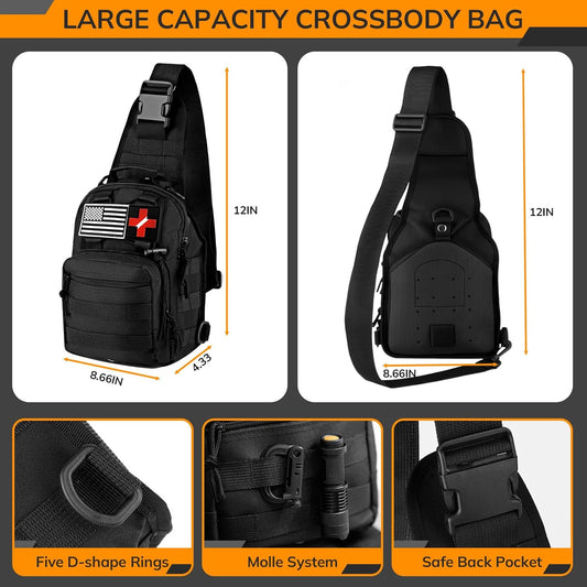 Survival Kit, 250pcs Survival Tools Tactical Gear and Trauma Bag, Survival First Aid Kit with Molle Crossbody Bag & Emergency Tent for Earthquake, Bug Out, Outdoor Adventure, Gifts for Christmas Men