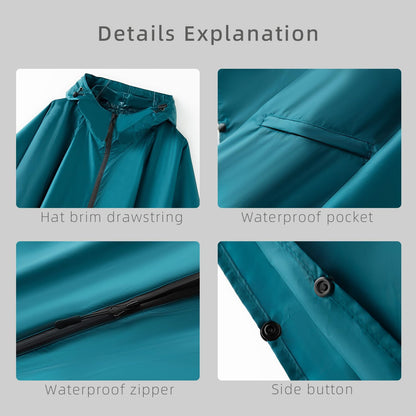 Cloak raincoat Unisex poncho Adult hooded men and women with pockets Mountaineering hiking rainstorm prevention