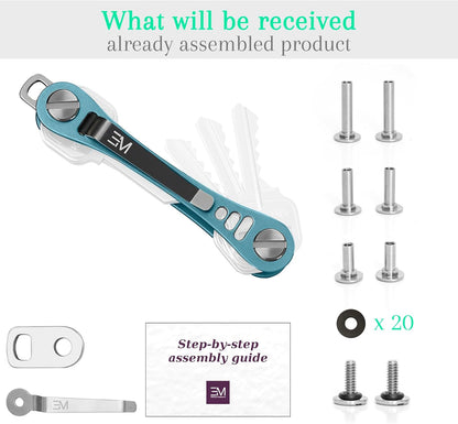 EM Premium Products Compact Key Holder - Pocket Key Organizer - 14 Keys Key Bar