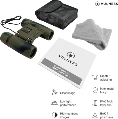 Small Binoculars for Adults and Kids | Cruise Ship Essentials Camping Bird Watching Travel Hiking Accessories Alaska Costa Rica Must Haves Packing List High Powered Mini Compact VULNESS (Camo, 8X21)