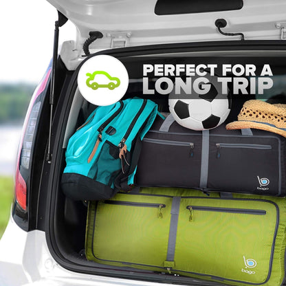 Bago Foldable Duffel Bags for Traveling Women & Men - 60L Medium Packable Duffle Bag for Travel with Shoe Compartment - Water Repellant, Heavy Duty, Lightweight Folding & Collapsible (Green)