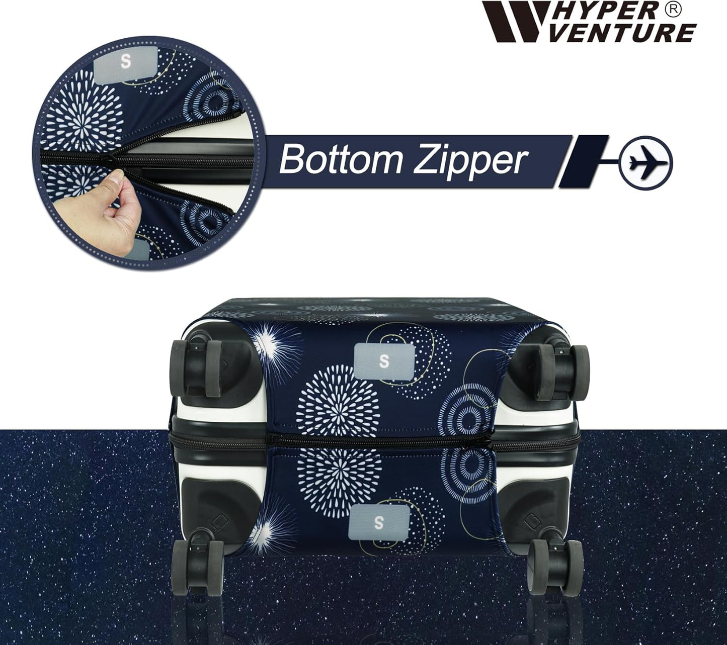HYPER VENTURE Washable Luggage Cover - Fashion Suitcase Protector Fits 23-26 Inch Luggage (Sparkler, M)