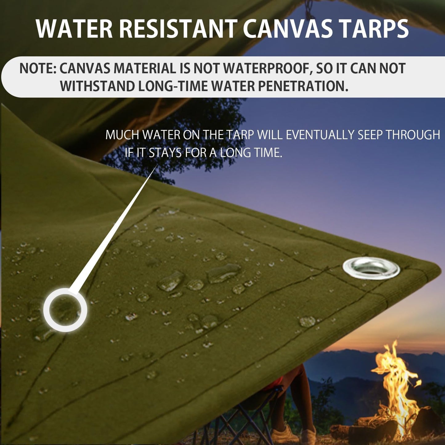 FoundGo Canvas Tarp 10x12ft Heavy Duty Waterproof Tarps with Grommets, UV Resistant, 22 Mil Tarpaulin,14 oz Durable Cloth Covers for Car, Roof, Boat, Camp, Canopy, Woodpile with Ropes-Moss