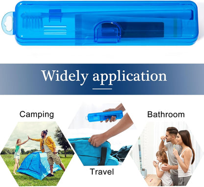 Toothbrush Travel Case 2 Pack, Clear Dark Blue Toothbrush Case HolderTravel Size Plastic Toothbrush Holder Toothpaste Storage Container Portable for Traveling, 7.87 x 1.85 x 1.18”