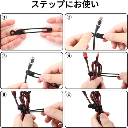 [12Park]UMUST Silicone Cable Ties, Reusable Cable Management Organizer, Cord Tie,Multipurpose Elastic Cord Organizer for Bundling and Fastening Cable Cords Wires(black,white,pink,green)