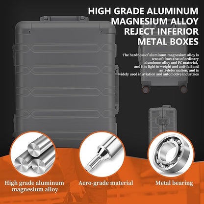 WEICHEN All Aluminum Magnesium Carry On Luggage 22x14x9 Airline Approved 20 Inch Hard Shell Suitcase with Spinner Wheels and TSA Lock