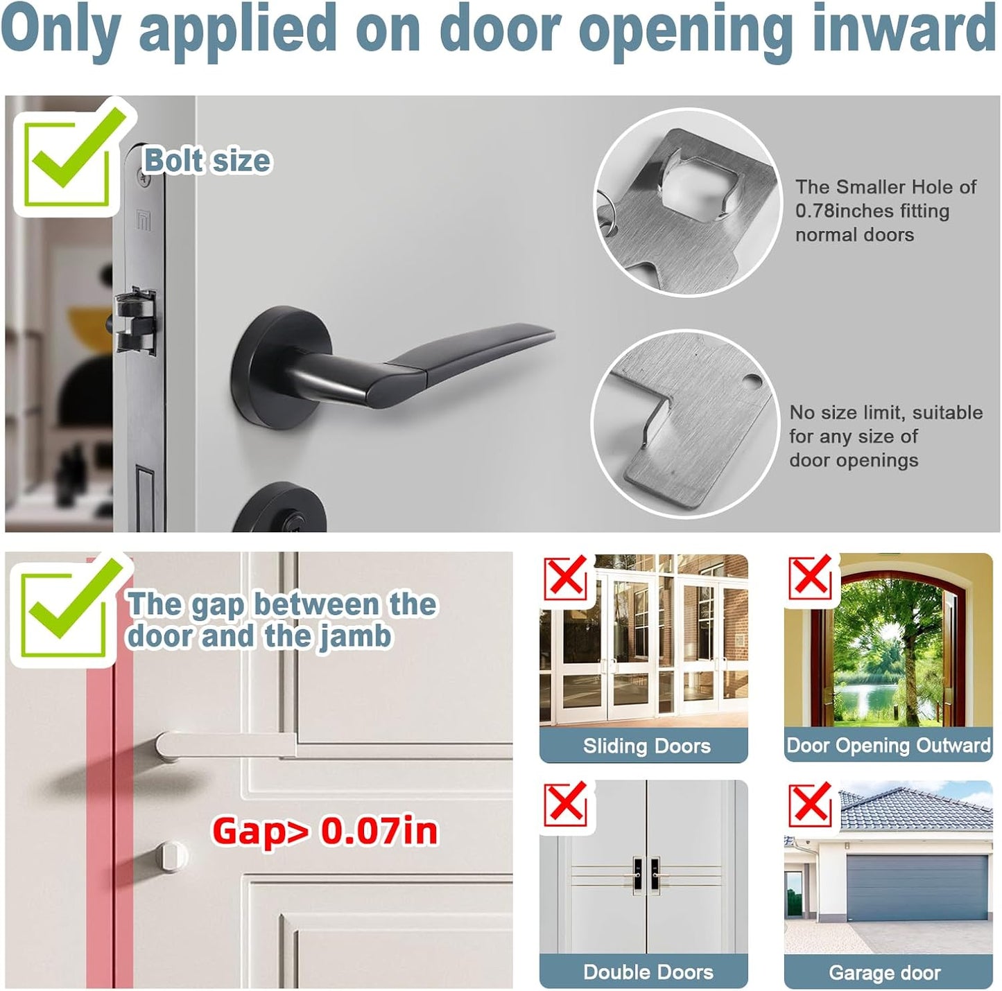 Fuers Portable Door Lock & Door Stop Alarm, Dual Protection Home Security Door Kit Door Stopper Self Defensey Tools for Hotel Travel Home