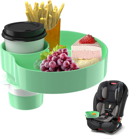 Kids Car Seat Tray, Travel Tray with Cup Holder for Toddler Baby, Kids Car Seat Food Snack Organizer for Road Trip, Stroller snack Organizer Travel Must Haves Toddler Must Haves (Light Green, 1 PCS)