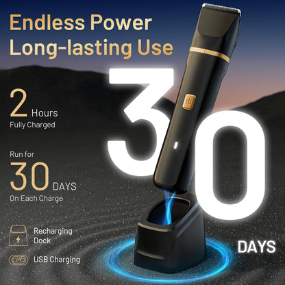 Electric Razor for Men, IPX7 Waterproof Versatile Shaver for Temple, Groin, Nose, Ear Hairs, Beard, Body Hair Trimmer, Painless Grooming Kit with 2 Replaceable Heads, Birthday Gifts for Men
