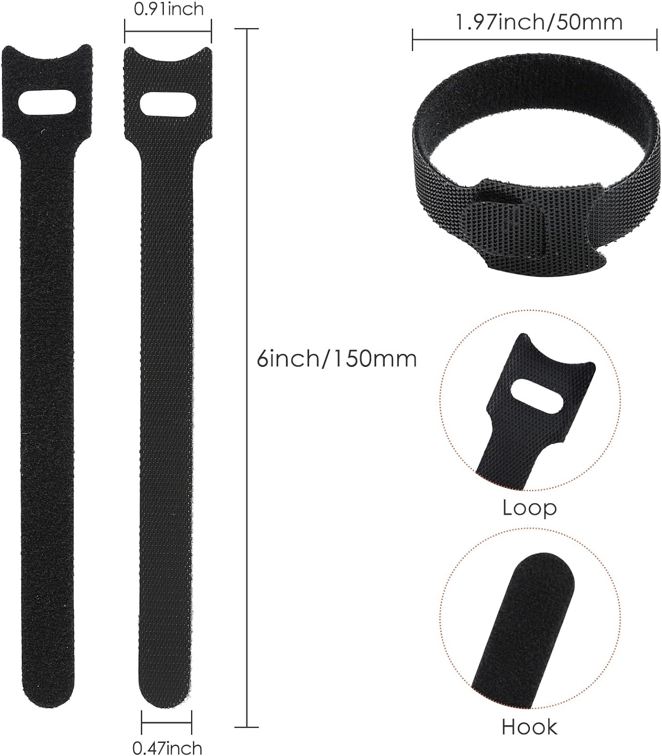 120PCS 6 Inch Cable Ties Reusable Multi-Purpose Wire Ties Cord Organizer Adjustable Cable Management 5 Colors