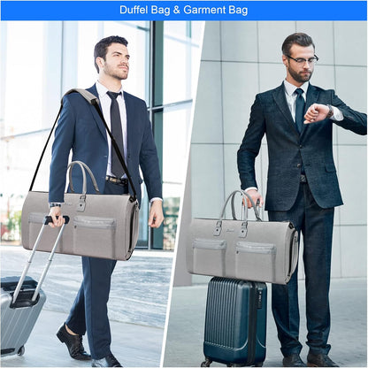 Convertible Garment Bag with Toiletry Bag, Modoker Carry on Garment Duffel Bag for Men Women - 2 in 1 Hanging Suitcase Suit Travel Bags, Light Grey