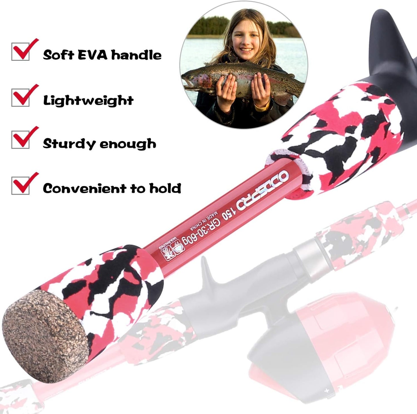 ODDSPRO Kids Fishing Pole Pink, Portable Telescopic Fishing Rod and Reel Combo Kit - with Spincast Fishing Reel Tackle Box for Girls, Youth