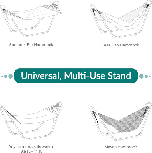 Sunnydaze Universal Double Hammock Stand Only - 550-Pound Capacity - Heavy-Duty Hammock Stand for Outside - Fits 9 to 14 Foot Hammocks - Black
