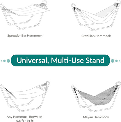 Sunnydaze Universal Double Hammock Stand Only - 550-Pound Capacity - Heavy-Duty Hammock Stand for Outside - Fits 9 to 14 Foot Hammocks - Bronze