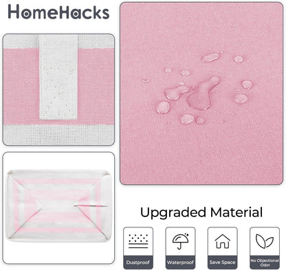 HomeHacks 2 Pack Large Laundry Baskets, Waterproof, Freestanding Laundry Hampers, Collapsible Clothes Hamper with Reinforced Handles in Laundry, College Dorm, Bathroom, Bedroom (Pink, 100Lx2)