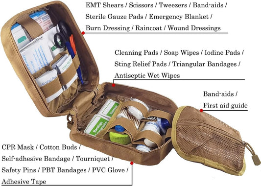 First Aid Kit Med Medical - Kit Rip-Off 180 pcs Water-Resistant Emergency Kit for Camping Hiking Home Outdoor Truck Vehicle Car Fishing Travel Biking