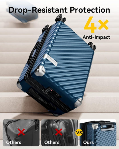 LUGGEX Luggage with Spinner Wheels, Polycarbonate Expandable Hard Shell Suitcase, Carry On 20 Inch, Purple