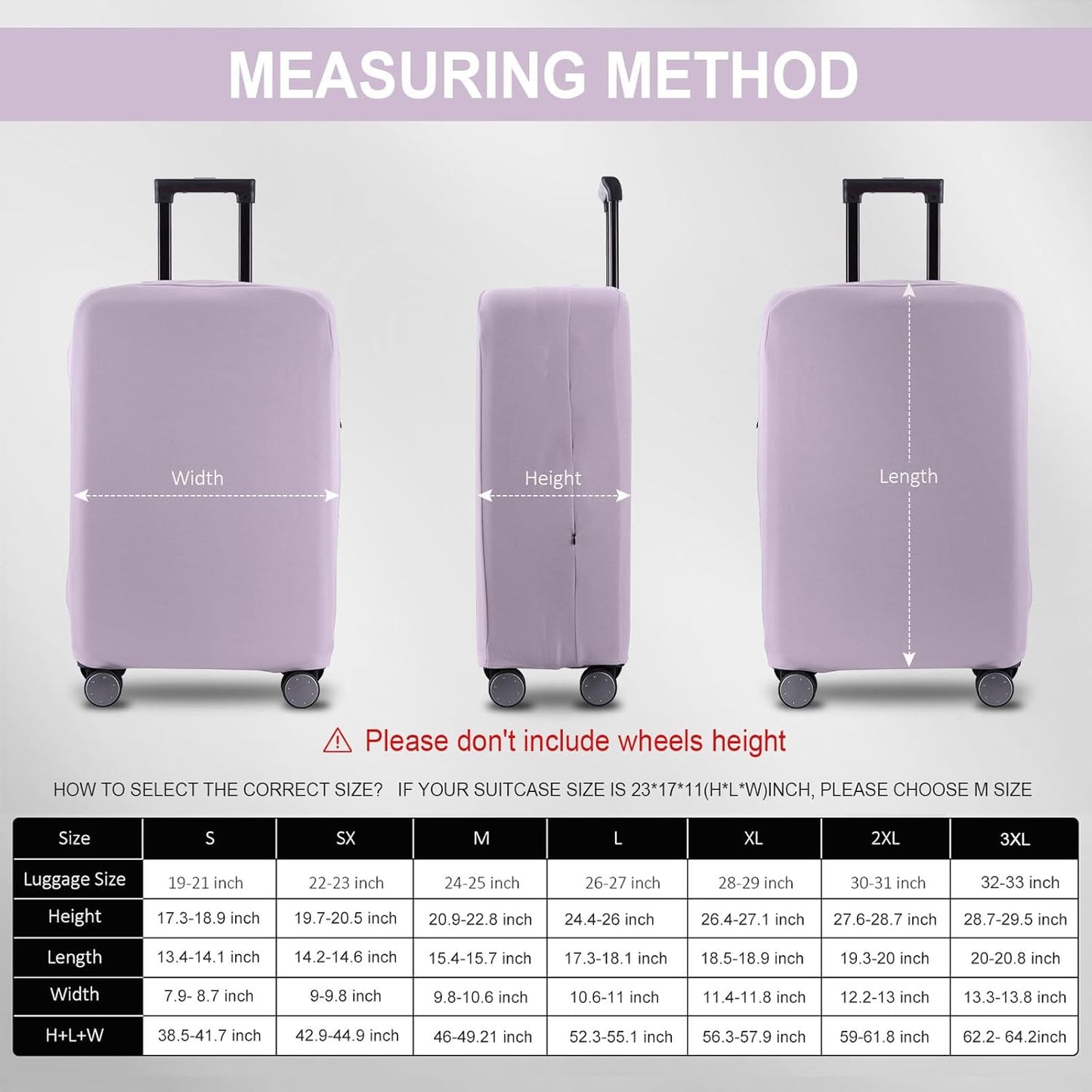 Travel Luggage Cover - Scratch-Resistant Fit 19-33 inch Suitcase Protector (Lavender Purple, 3XL)