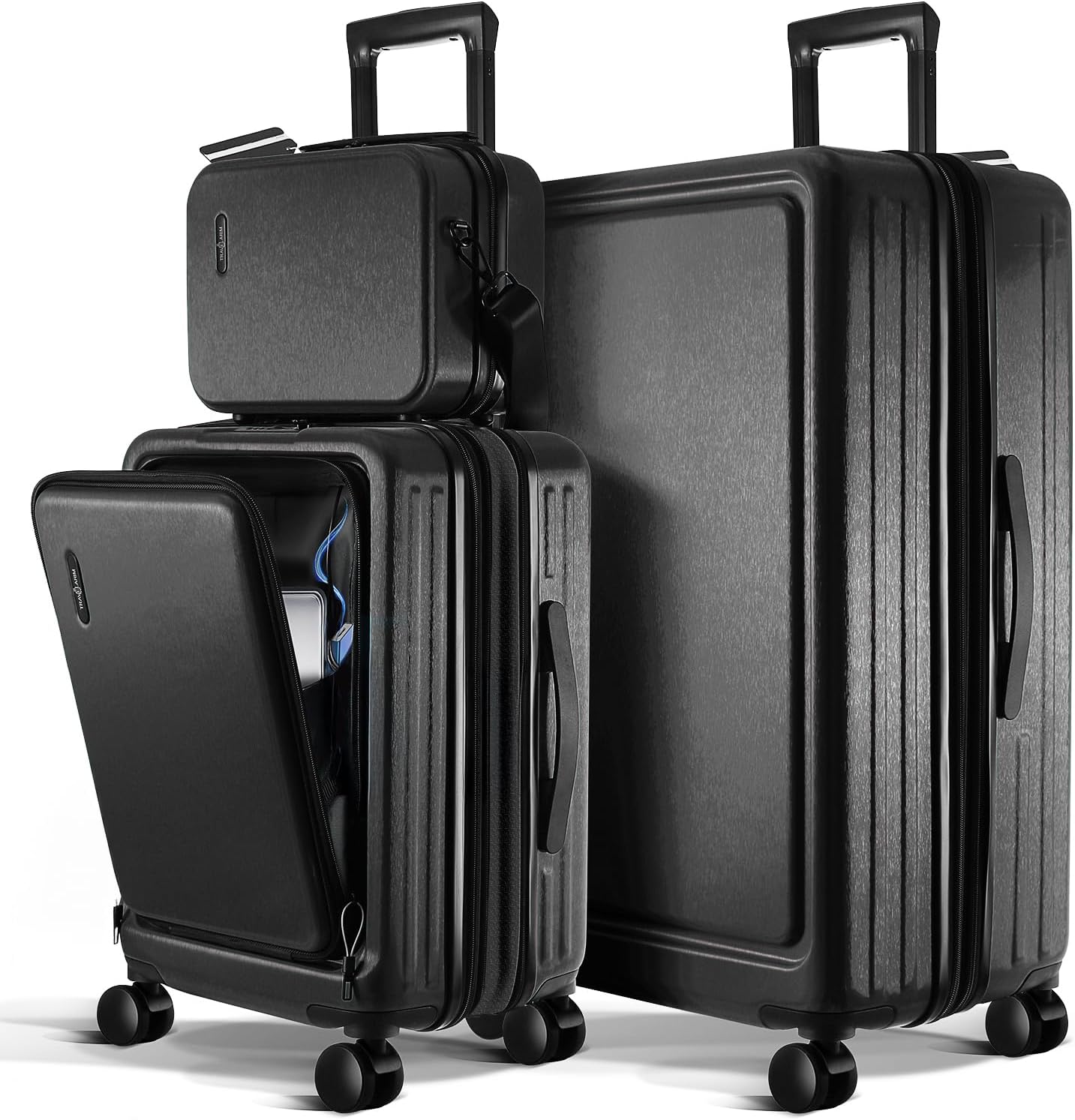 Luggage Sets 3 Piece, 22 Inch Carry on Luggage and 28 Inch Suitcases with Wheels Spinner, Durable Hard Shell Suitcase Set, Expandable Travel Suitcase, Black