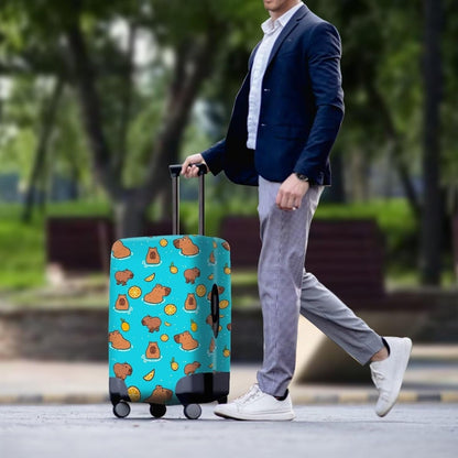 Capybara Suitcase Cover Elastic Luggage Covers for Suitcase Fit 30-32 Inch, Zip Closure Baggage Case Anti-Scratch Luggage Covers Protector Cute Cartoon Animal Baggage Cover