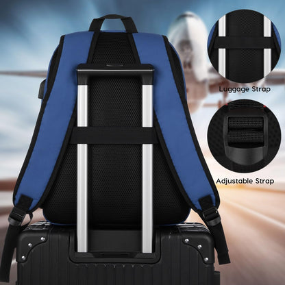 School Backpack,Classic Bookbag Men and Teen Boy Schoolbag with USB Charging Port for High School College Office Work Travel