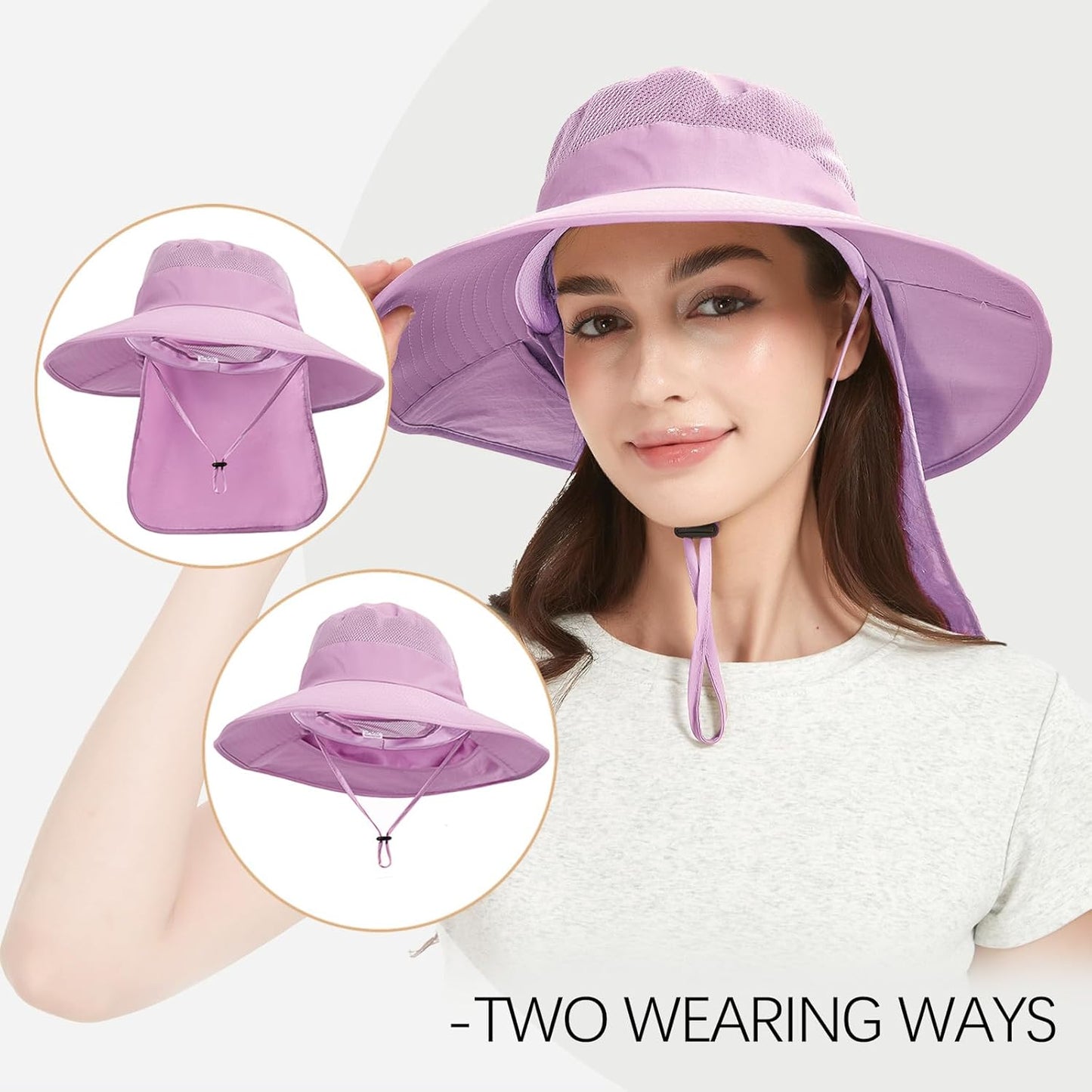 Fishing Hat Breathable Wide Brim Sun Hats with Neck Flap Bucket Hat Outdoor Safari Hat for Men Women UPF 50+ Sun Protection