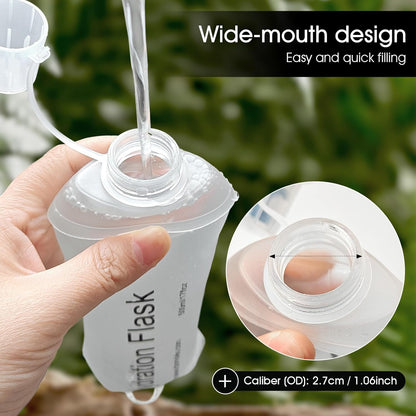 GYGYL Soft Flask, TPU Collapsible Soft Water Bottle for Hydration Pack, Running Vest, Leak-Proof Folding Water Bottle for Hiking Cycling Climbing Jogging-250ml White