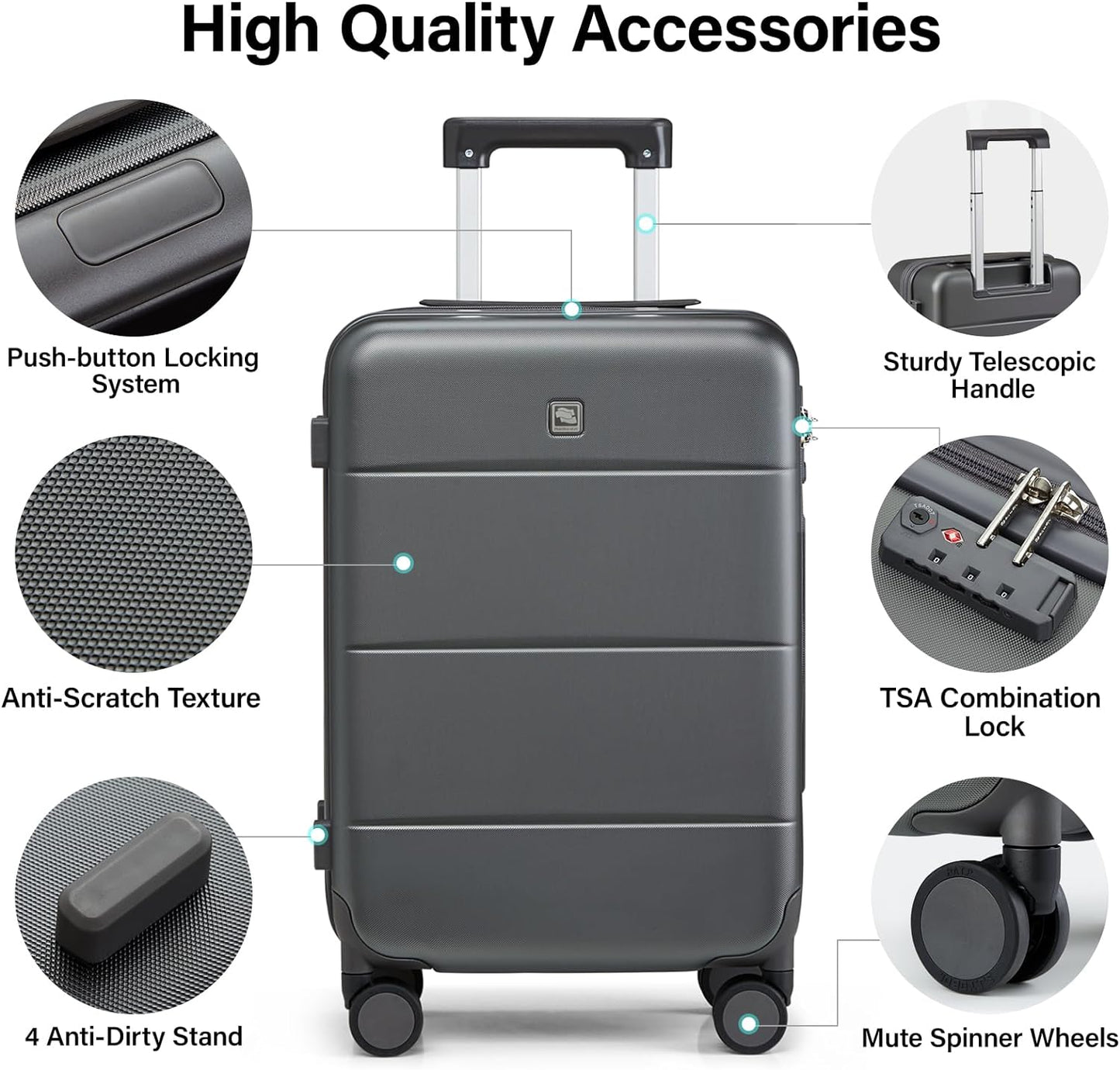 Hanke 26 Inch Luggage Large Suitcase With Spinner Wheels Tsa Luggage Suitcases Hard Case Luggage For Women & Men Rolling Checked Luggage(Graphite Grey)