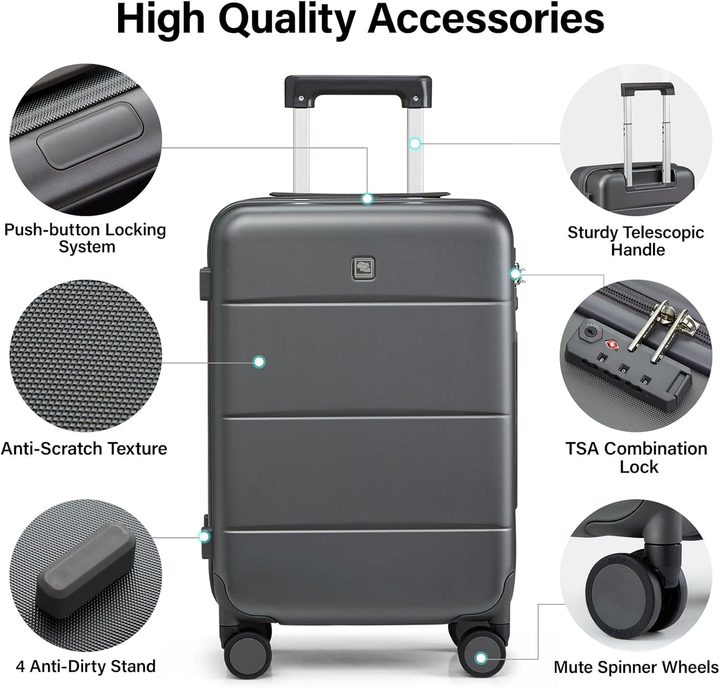 Hanke Luggage Sets 2 Piece with Spinner Wheels, 20/28 Inch Hard Shell Suitcases Set TSA Approved Luggage Travel Rolling Large Luggage(Graphite Grey)