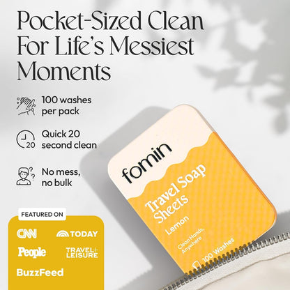 FOMIN - Antibacterial Paper Soap Sheets Tin for Traveling - (300 Sheets) Variety Pack - Portable Travel Hand Soap Sheet, Dissolvable Mini Camping Hand Soap for Hand Washing