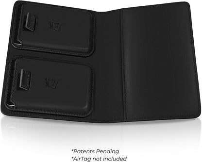 Kings Loot Passport Holder Wallet | RFID Protected Leather Travel Wallet with Built-in Trackable Holder | Holds 1-6 Cards & Passport | Slim & Stylish Wallets (Onyx Black)