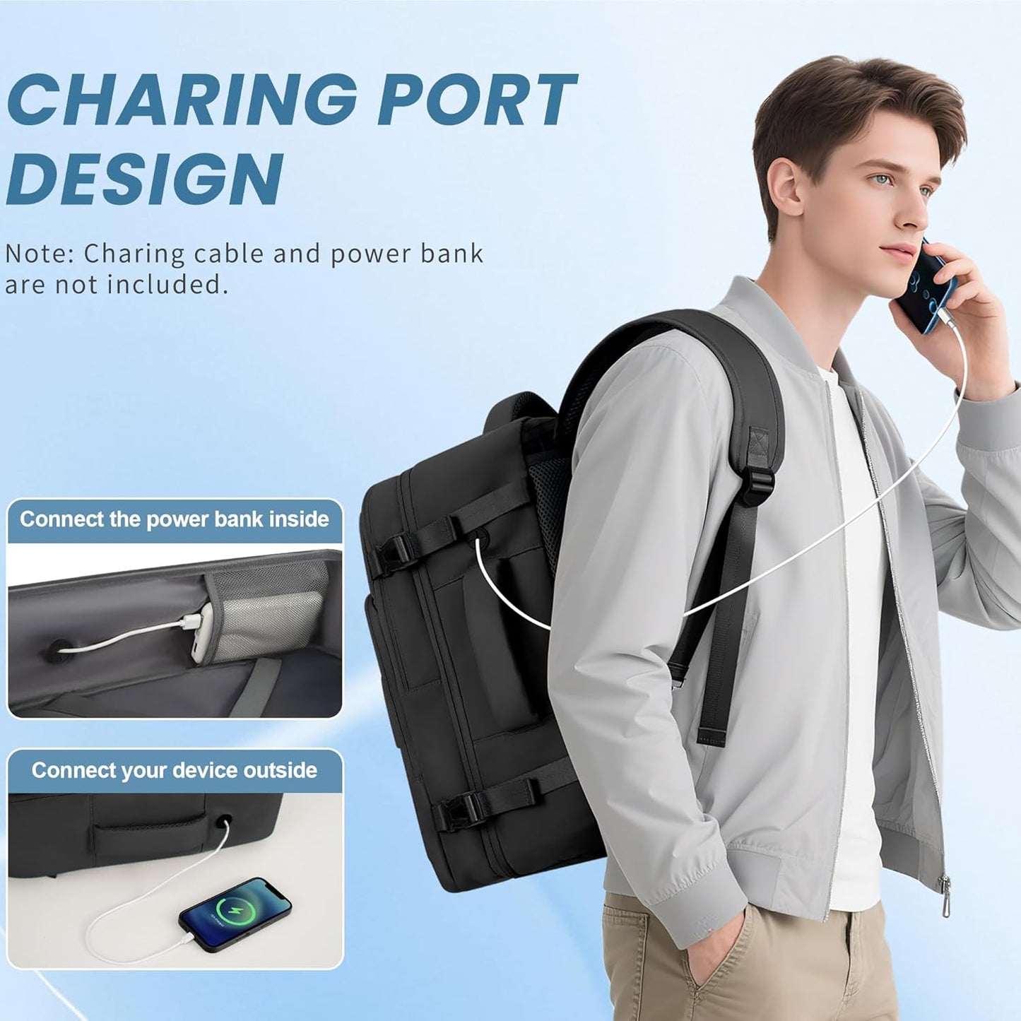 Travel Backpack for Men Women, Personal Item Travel Bag with Multi-Pockets, Airline Approved Carry on Backpack Fits 16inch Laptop, Waterproof Casual Backpack for College,Travel, Work