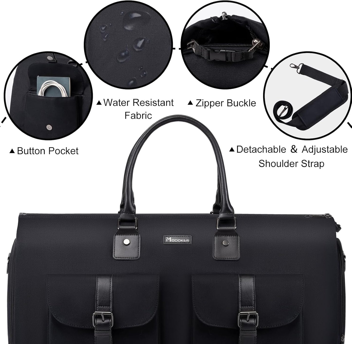 Modoker Garment Convertible Weekender Bag,Carry on Canvas Garment Duffle Bag Heavy Duty Overnight Bags for Men Women
