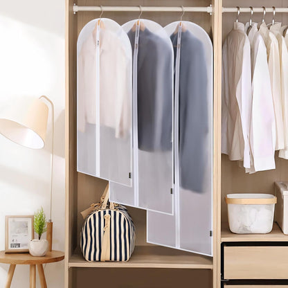 BALEINE 60'' Translucent Garment Bags, 6 Packs PEVA Dress Bag for Closet Clothes Dresses Suit Coats Storage (White, 6PK)