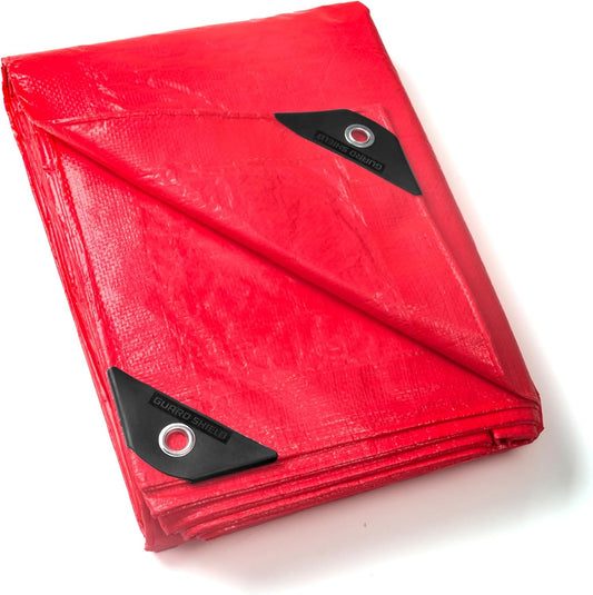 GUARD SHIELD Red Tarp 6x6 Feet Tarps High Visibility Outdoor Poly Cover Lightweight 6mil