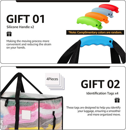 Moving Bags Heavy Duty Extra Large, Alternative for Moving Boxes & Moving Supplies,Clear Storage Bins with Lids, Plastic Packing Tote, Storage Bags for Clothes with Handles & Zippers(Clear, 10 Pack)