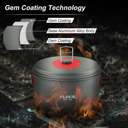 Alocs Camping Cookware Set - Lightweight Camping Cookware Mess Kit - Camping Pots and Pans Set - Camping Cooking Gear with Portable Carry Bag for Outdoor Backpacking Hiking and Picnic