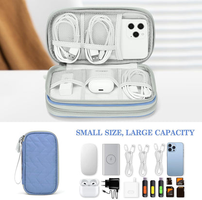 FYY Travel Cable Organizer Pouch Electronic Accessories Carry Case Portable Waterproof Double Layers All-in-One Storage Bag for Cord, Charger, Phone, Pattern Blue