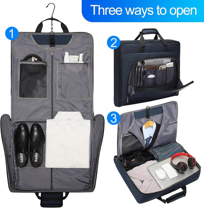 Modoker Suit Luggage Garment Bag with Shoulder Strap, Suit Carry on Bag Hanging Suitcase Garment Bags for Men Women Business Travel