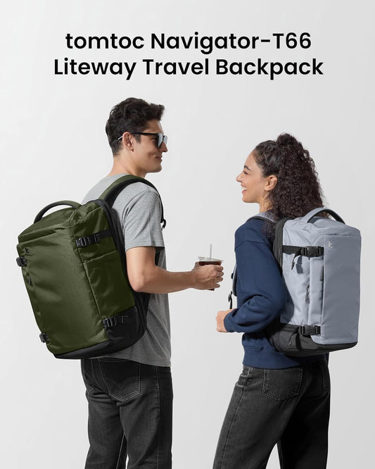 tomtoc Travel Backpack 28L, TSA Friendly Flight Approved Carry-on Luggage Hand Water-resistant Lightweight Business Rucksack, Durable Bag Fits 16 Inch Laptop