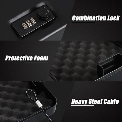 Dalmbox Gun Safe for Pistols Small Handgun Lock Box with Combination Lock Portable Travel Pistol Safe for Car, Home, Travel