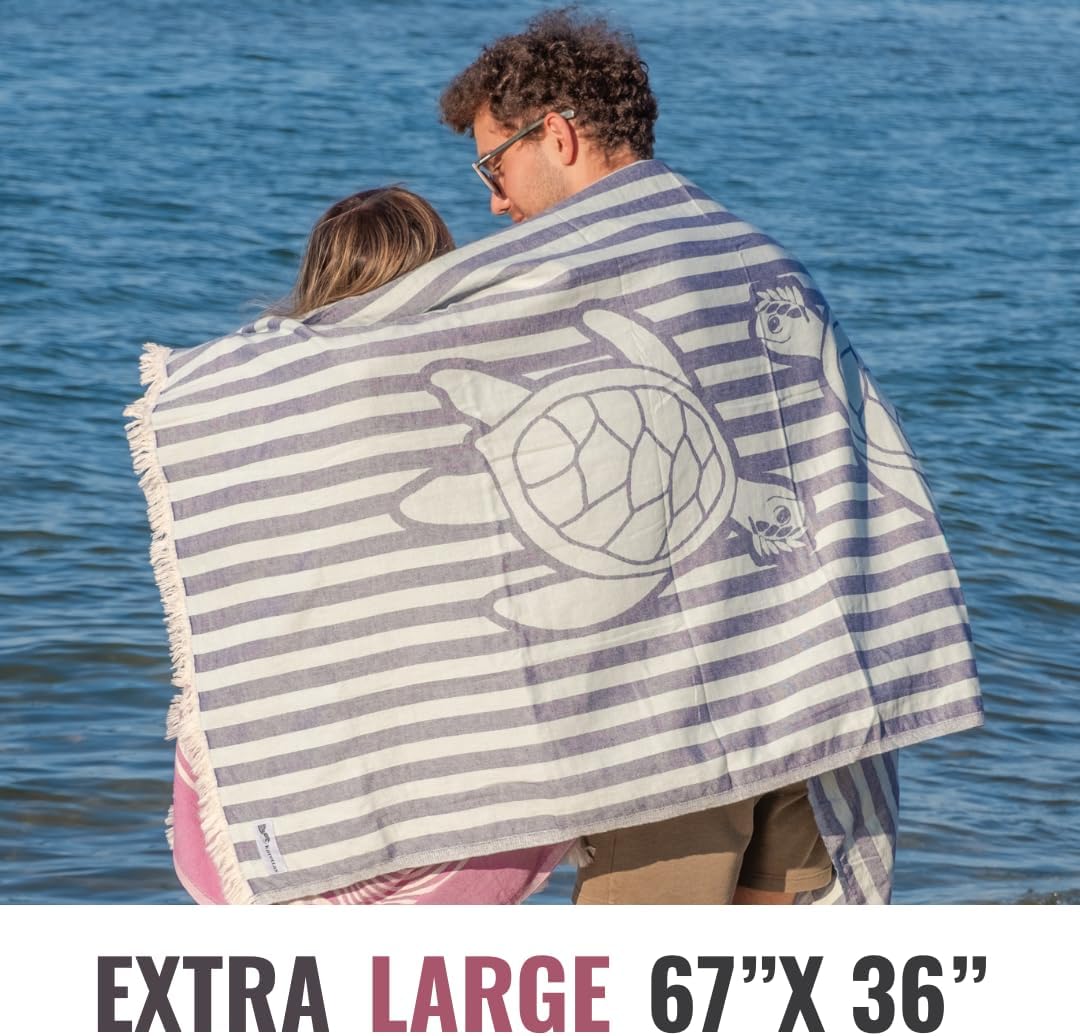 Turkish Beach Towel - 100% Organic Cotton - Soft, Quick-Dry, Sand Proof, Prewashed - Lightweight & Oversized for Beach, Pool, Yoga, Bath, Travel, Gym, Throw - Bloom (Pink)
