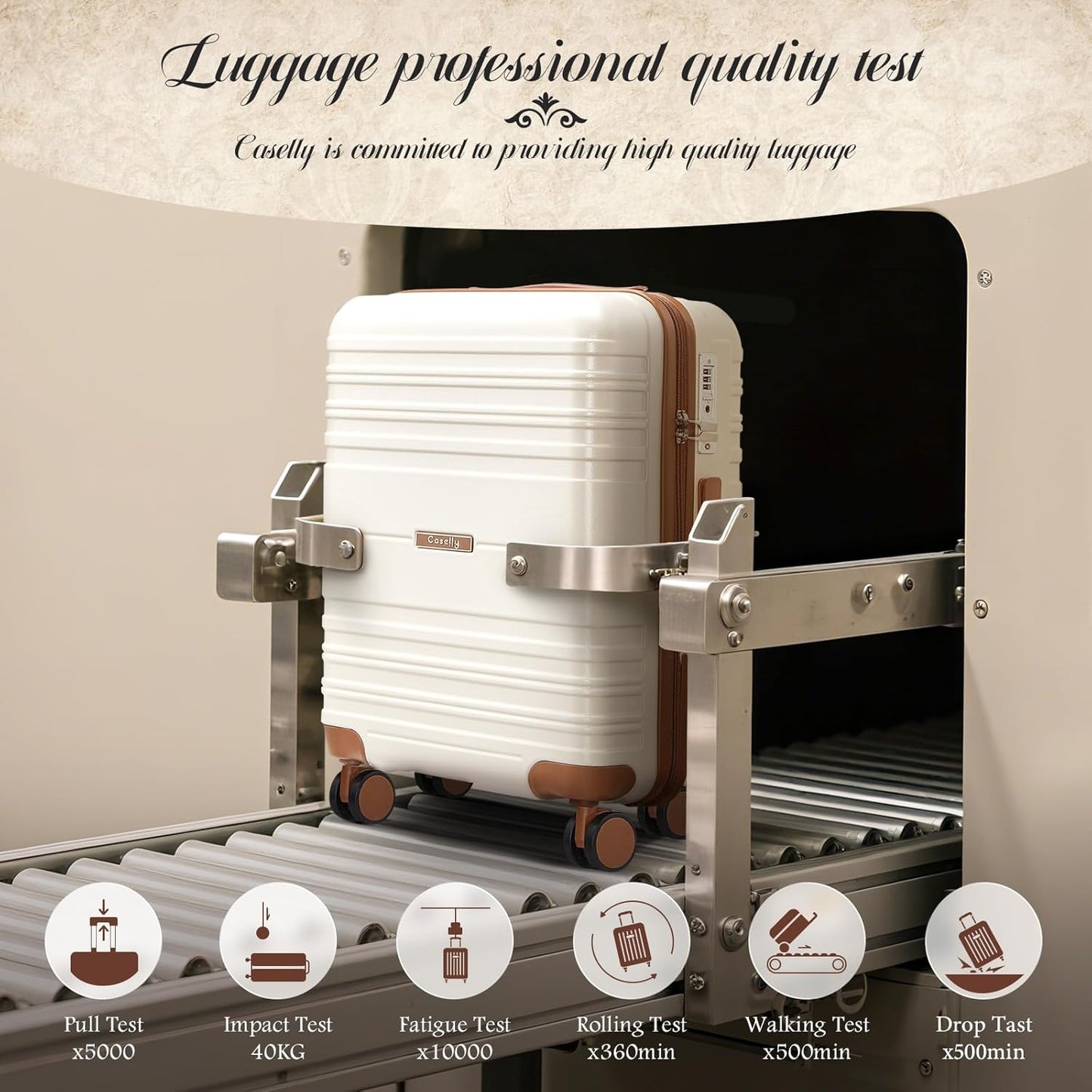 Luggage Sets with spinner wheels, PC+ABS Hard Shell Travel Luggage,Lightweight Carry-on suitcases with TSA Lock,YKK Zippers (Beige, 20 Inch)