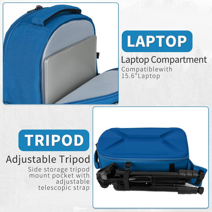 TORIBIO Camera Backpack, Hardshell DSLR Photography Camera Bag, Waterproof Hard Shell Camera Case with Tripod Holder & 15.6" Laptop Compartment Compatible with Canon/Nikon/Sony/DJI Mavic Drone