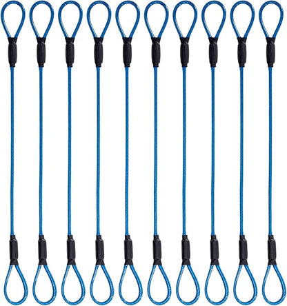 3.3mm Steel Wire Rope Outdoor Travel Security Cable Lock,Braided Steel Coated Safety Cable Luggage Lock,Safety Cable Wire Rope Chain Lock Double Loop Lightweight (Blue, 12in/10Pcs)