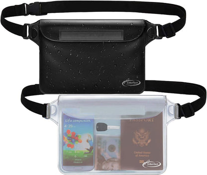AiRunTech Waterproof Pouch with Waist Strap (2 Pack) | Beach Accessories Best Way to Keep Your Phone and Valuables Safe and Dry | Perfect for Boating Swimming Snorkeling Kayaking Beach Pool Water Park
