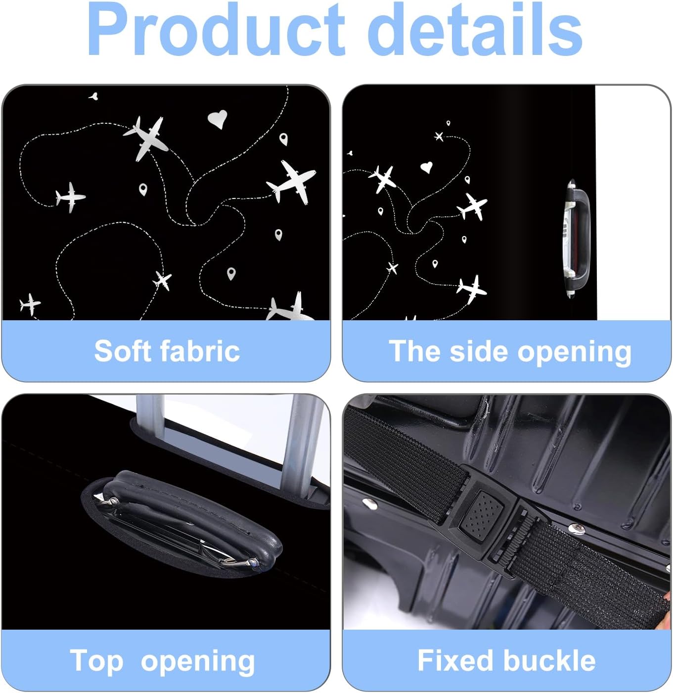 Luggage Cover Washable Suitcase Protector Anti-Scratch,Stretchable Fit for 20-34Inch Luggage Durable Travel Bag Cover with Zipper Closure (Airline, M(fits 24-26Inch suitcase))
